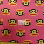 Monkey Anti-pill Polar Fleece Fabric By David Textiles Head Pink