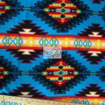 Baum Textile Mills Fleece Fabric indian Aztec Blanket Stripe Turquoise